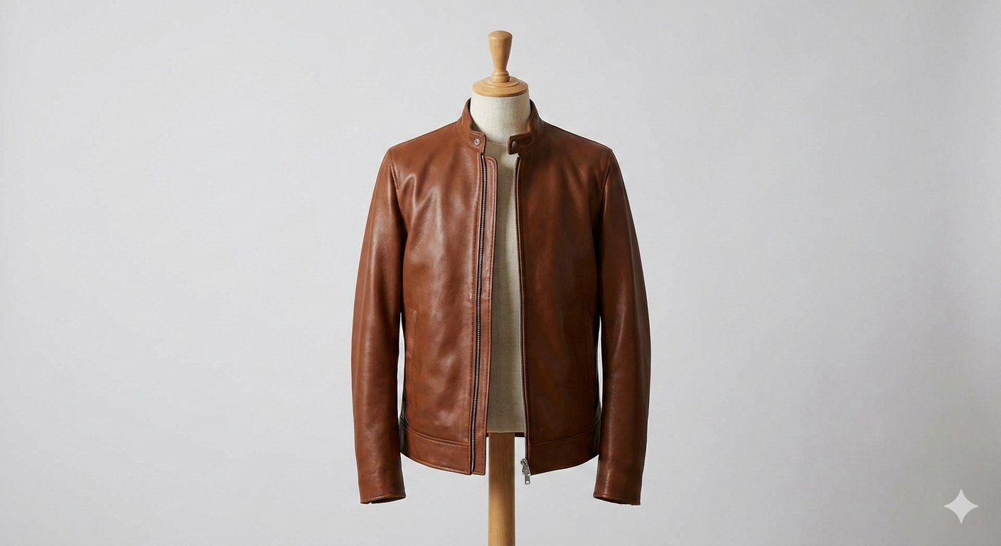Blouson Aviateur en Cuir Marron Premium