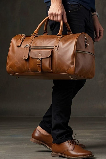 Sac Duffle Cuir Vintage
