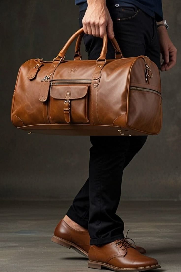 Sac Duffle Cuir Vintage