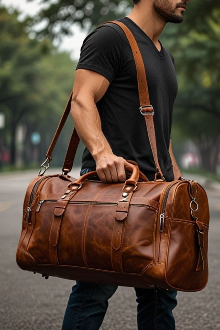 Sac Duffle Cuir Vintage