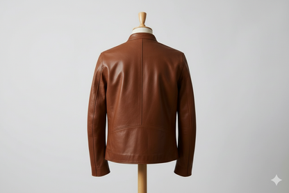 Blouson Aviateur en Cuir Marron Premium